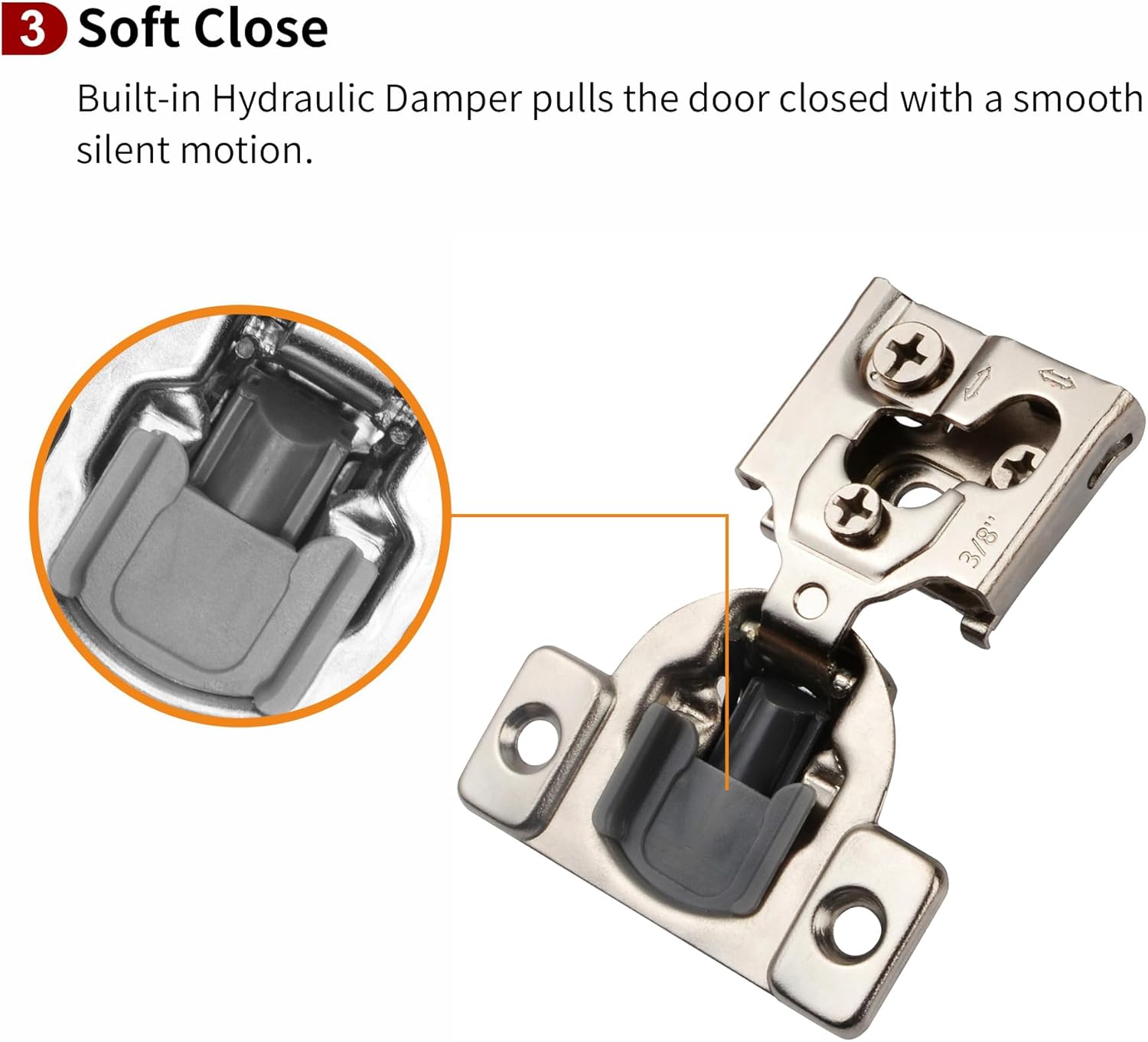 20 Pack 3/8" Overlay Soft Close Hinges for Face Frame Kitchen Cabinet - 3 Way Adjustability, Quiet Self Closing Door