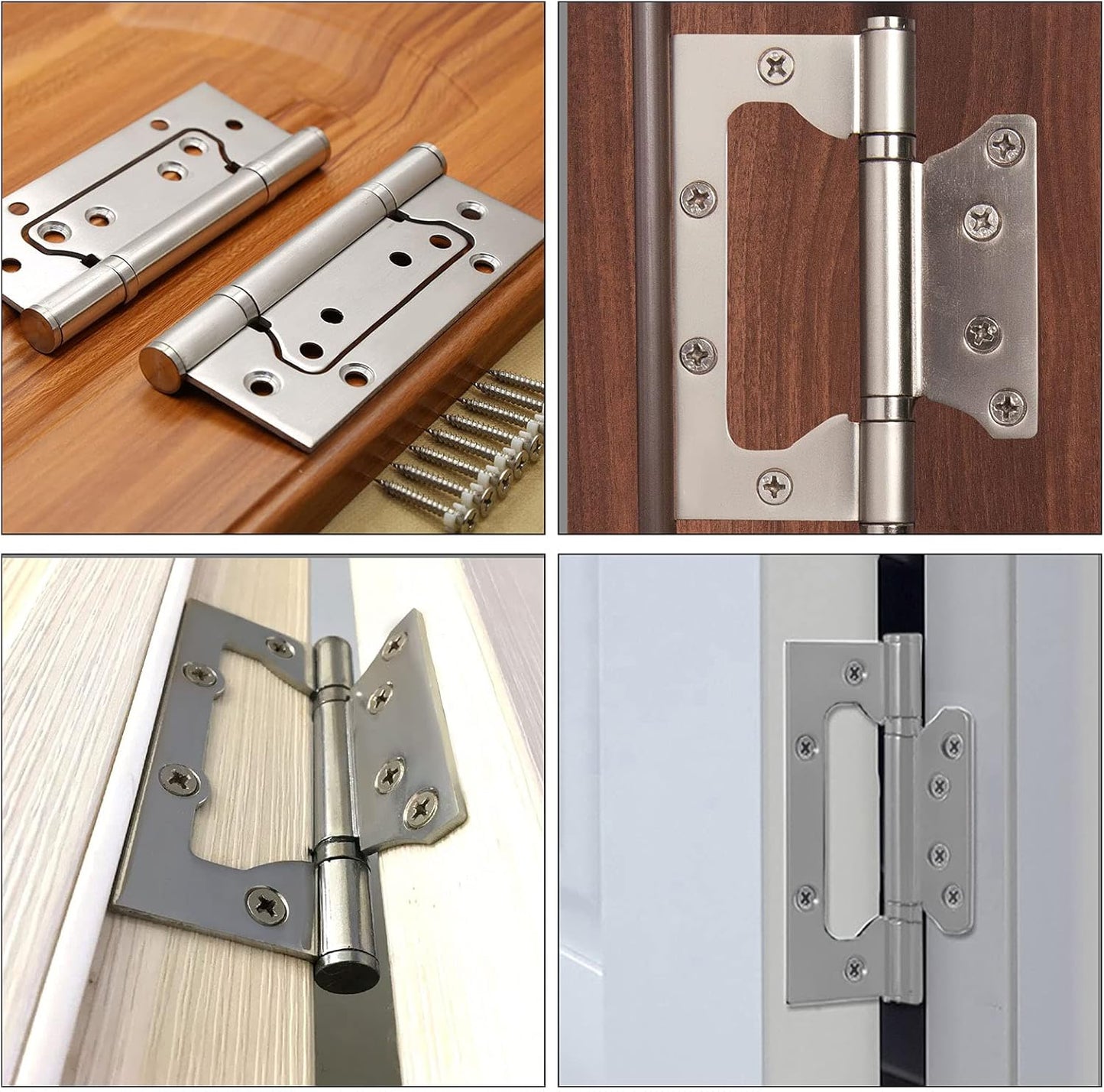 20 Pack 3x4 Inch Non Mortise Door Hinges in Brushed Nickel Finish for Mobile Homes - Heavy Duty Smooth Movement with Mounting Screws