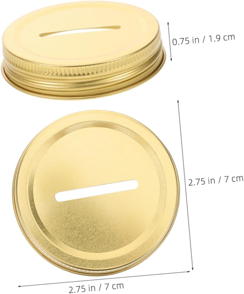 20 Pack 70mm Mason Jar Coin Slot Lids - Metal Caps for Regular Mouth Canning Jars - DIY Savings Bank Craft Projects