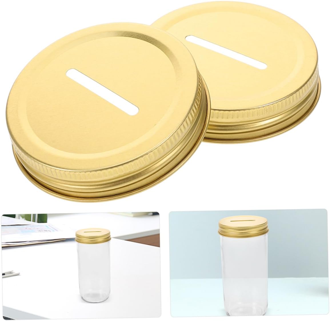 20 Pack 70mm Mason Jar Coin Slot Lids - Metal Caps for Regular Mouth Canning Jars - DIY Savings Bank Craft Projects