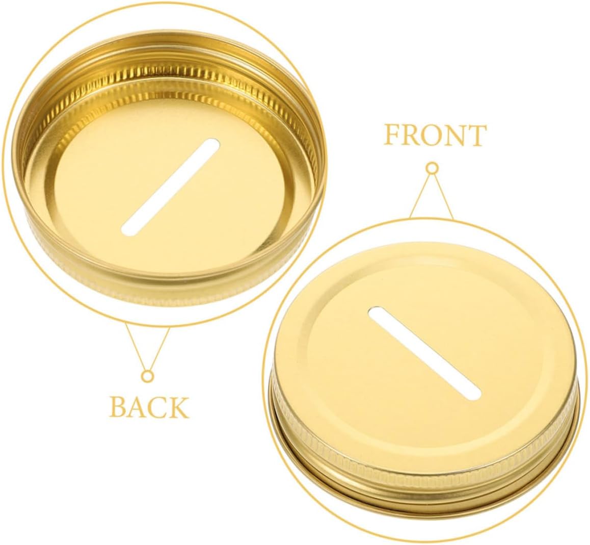 20 Pack 70mm Mason Jar Coin Slot Lids - Metal Caps for Regular Mouth Canning Jars - DIY Savings Bank Craft Projects