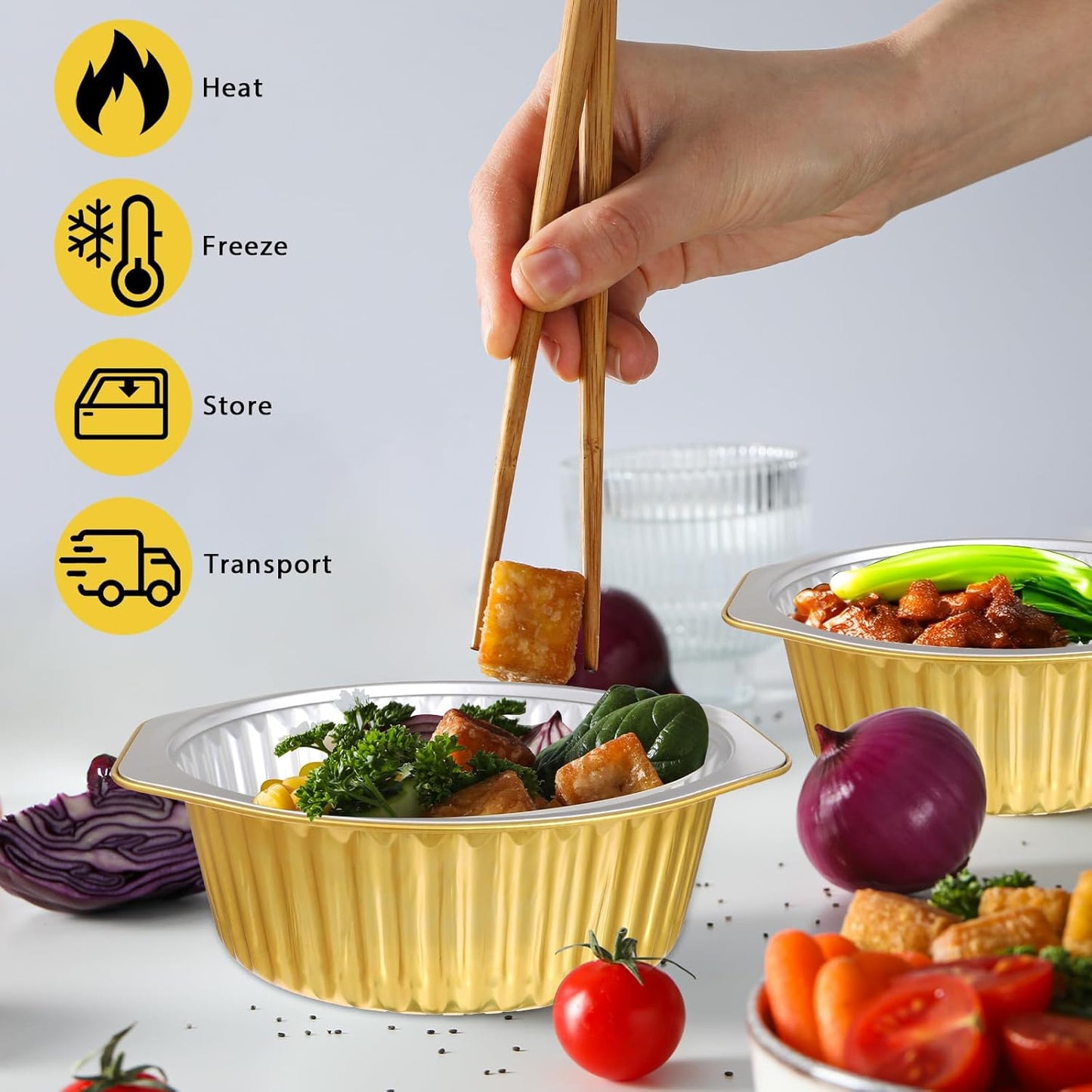 20-Pack 8" Round Aluminum Foil Pans with Lids - Heavy Duty Disposable Cookware for Baking, Cooking, and Storing