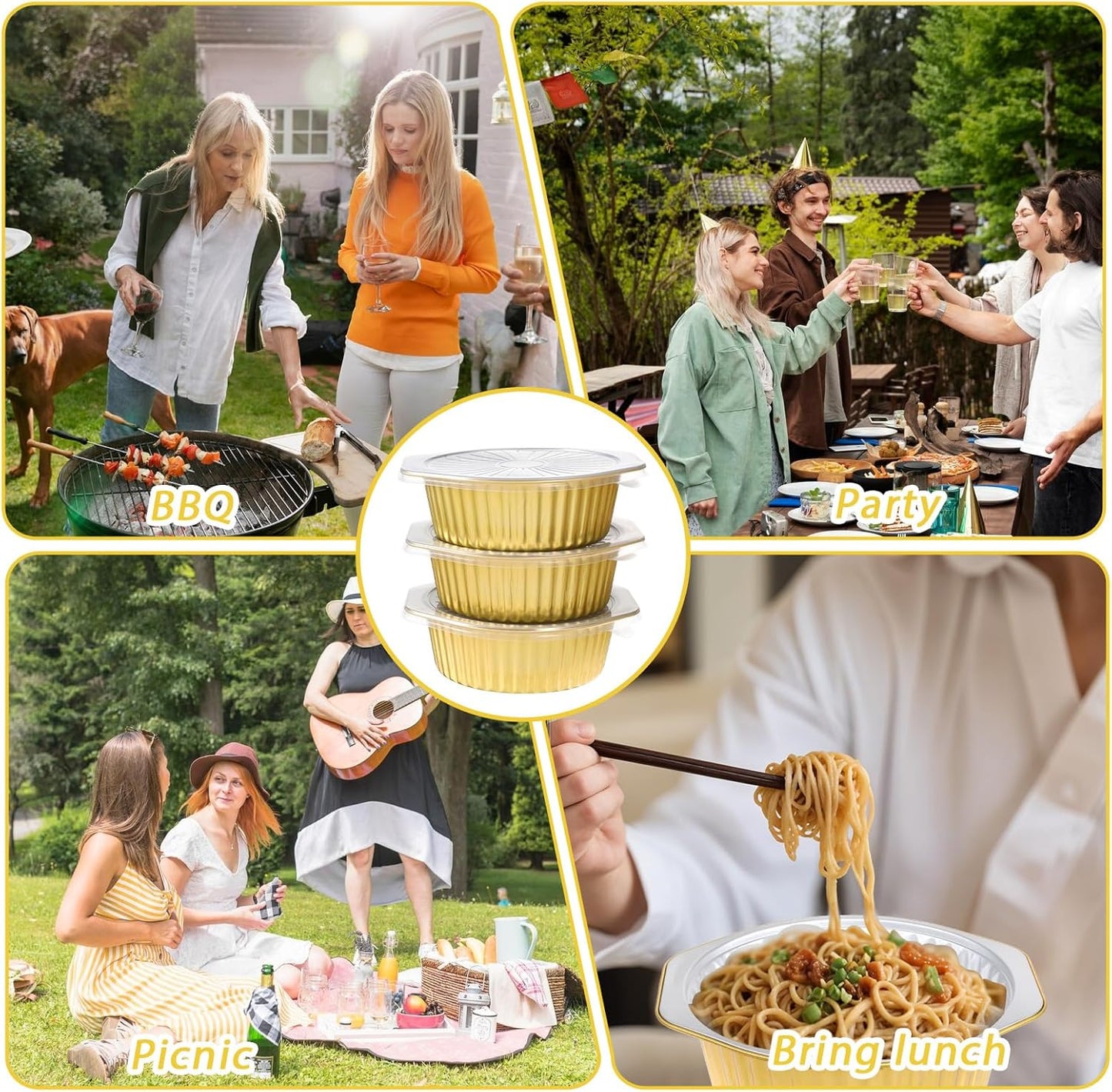 20-Pack 8" Round Aluminum Foil Pans with Lids - Heavy Duty Disposable Cookware for Baking, Cooking, and Storing