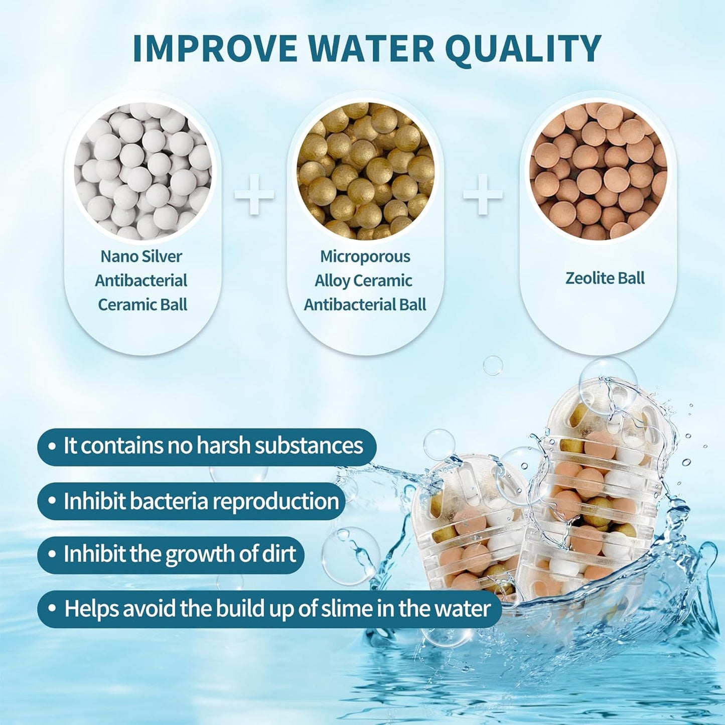 20-Pack Antimicrobial Humidifier Cleaner & Demineralization Cartridge - Compatible with Most Humidifiers - Replacement for Ultrasonic Tank Cleaning - Bacteriostatic Fish Drop Ball Filter