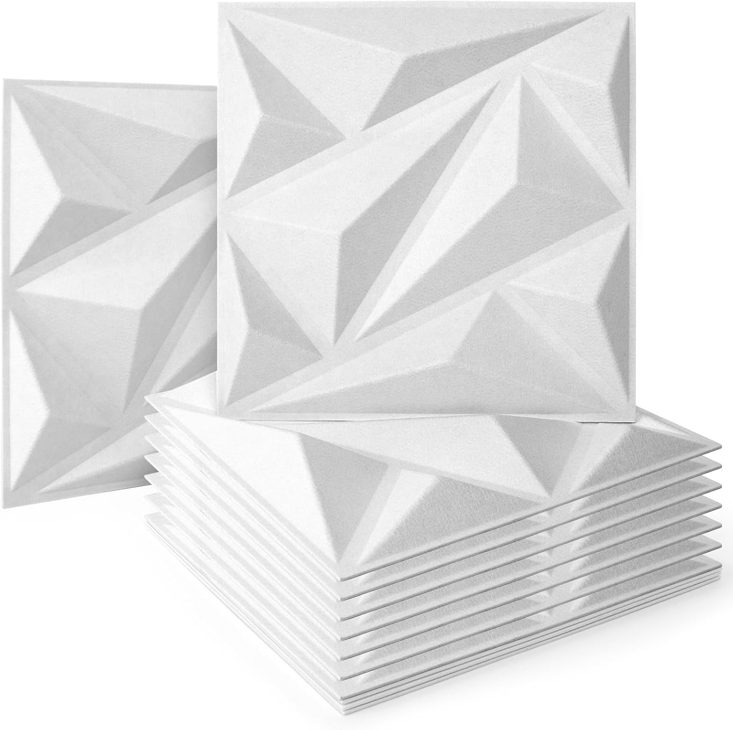 20 Pack Art3dwallpanels Acoustic Foam Panels with Tape - Soundproofing 3D Wall Panels for Sound Dampening, Absorption - 12" x 12", White