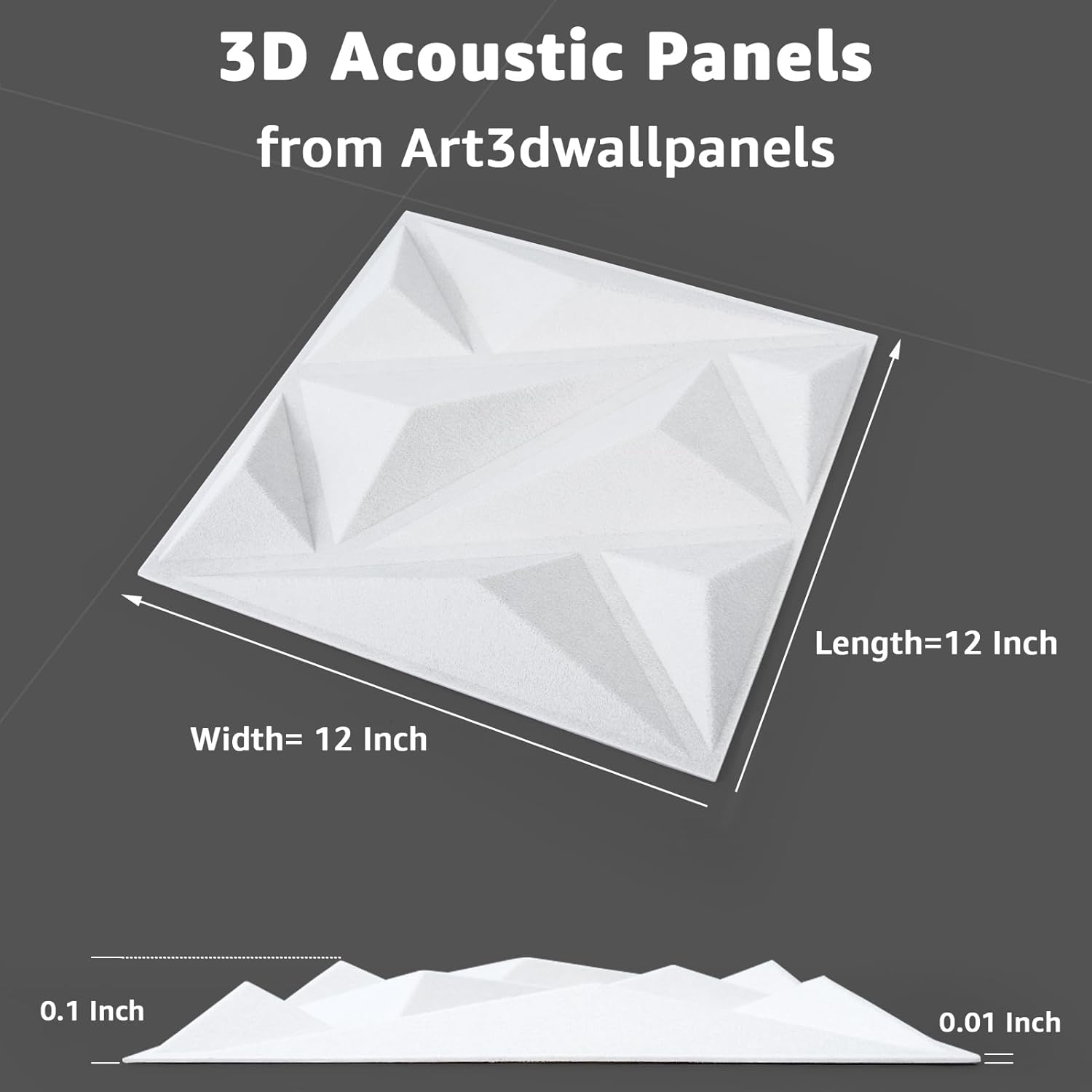 20 Pack Art3dwallpanels Acoustic Foam Panels with Tape - Soundproofing 3D Wall Panels for Sound Dampening, Absorption - 12" x 12", White