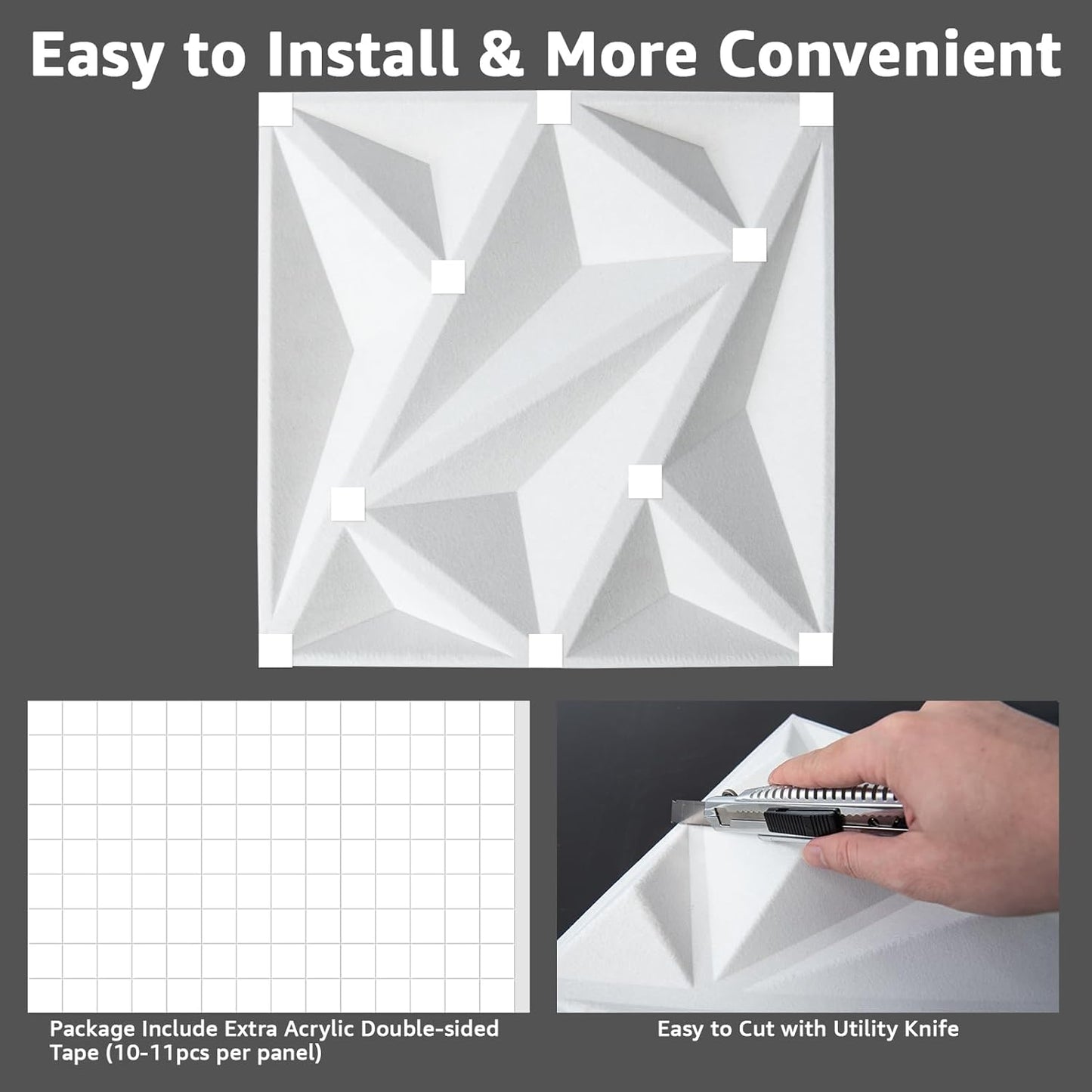 20 Pack Art3dwallpanels Acoustic Foam Panels with Tape - Soundproofing 3D Wall Panels for Sound Dampening, Absorption - 12" x 12", White