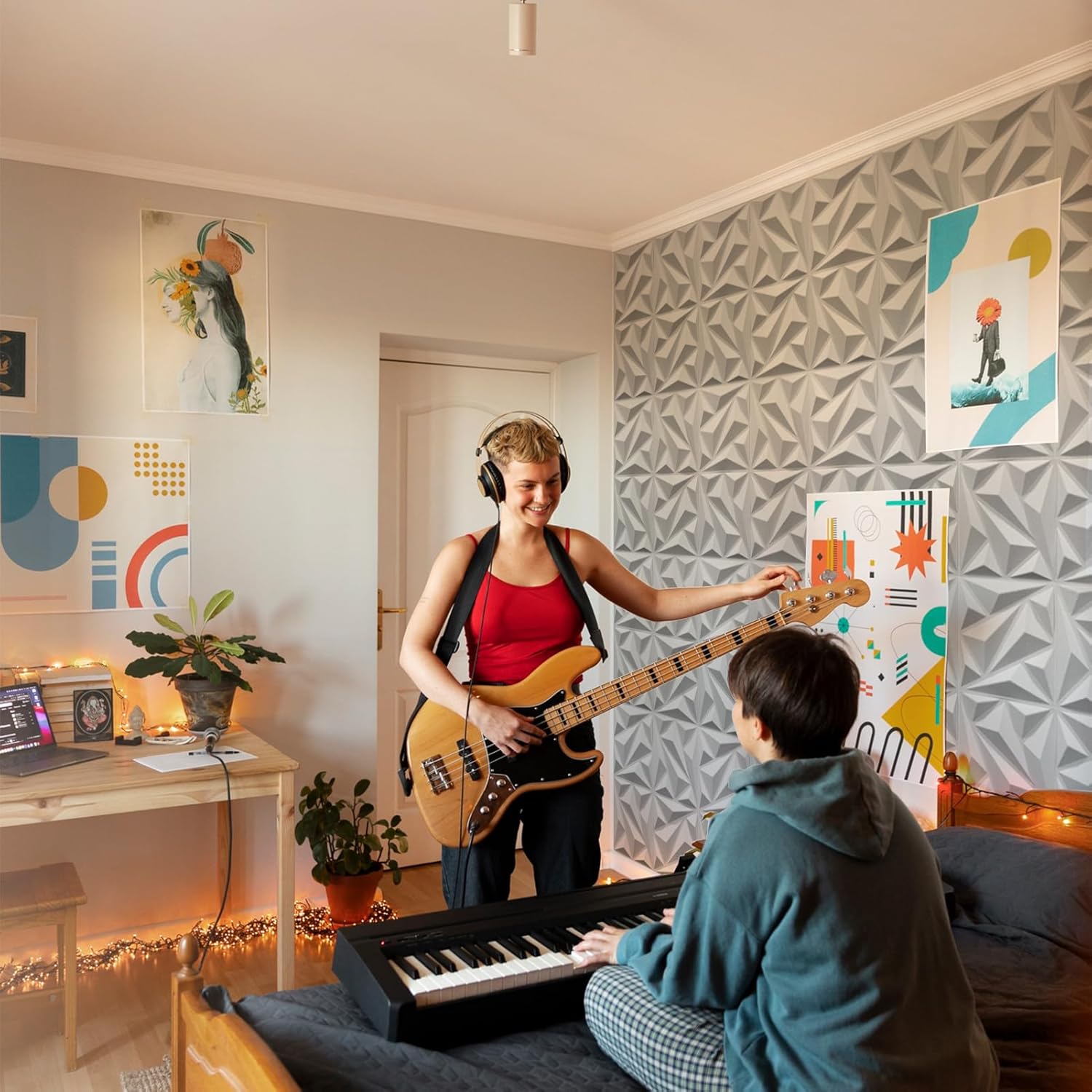 20 Pack Art3dwallpanels Acoustic Foam Panels with Tape - Soundproofing 3D Wall Panels for Sound Dampening, Absorption - 12" x 12", White