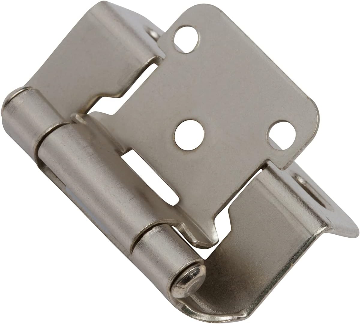 20 Pack Brushed Nickel Self Closing Cabinet Door Hinges for Kitchen Cabinets - 1/2" Overlay Partial Wrap Around Hinges with Screw & Bumper