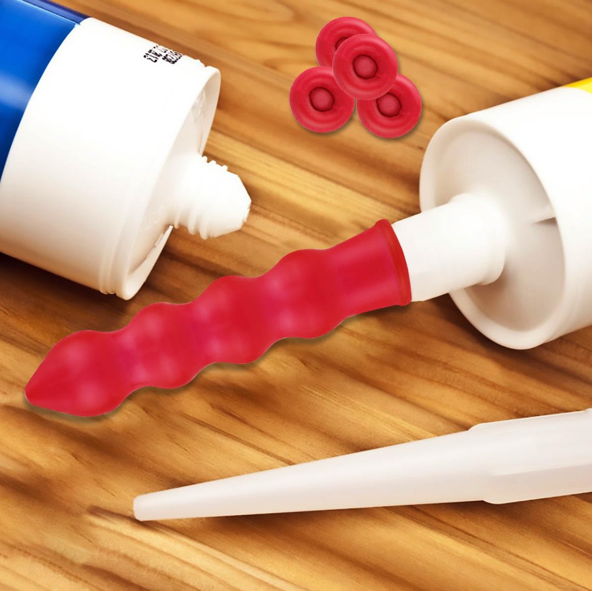 20 Pack Caulk Cap Sealer for Preserving Open Tubes - Red Caulk Tube Covers for Sealing and Finishing - Caulk Saver Caps for DIY Projects