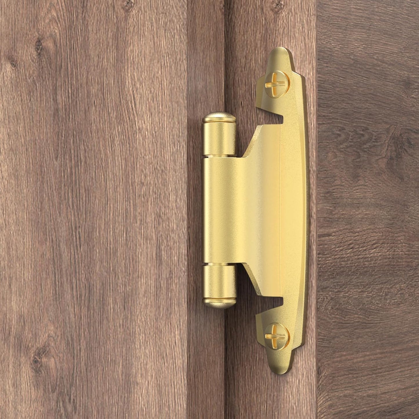 20 Pack Chibery 1/2" Overlay Cabinet Hinges - Self Closing Flush Mount with Door Bumper - Variable Decorative Hardware for Kitchen and Bathroom Cabinets - Brass Gold Finish