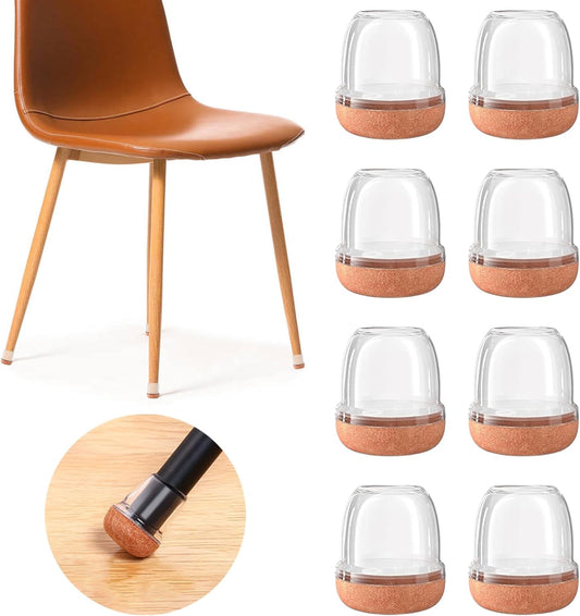 20 Pack Clear Extra Small Chair Leg Floor Protectors for Hardwood Floors - Round Rubber Caps with Felt, Furniture Feet Covers to Prevent Scratches and Reduce Noise - Fits 0.55"-0.75" Legs