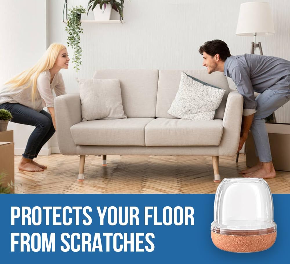 20 Pack Clear Extra Small Chair Leg Floor Protectors for Hardwood Floors - Round Rubber Caps with Felt, Furniture Feet Covers to Prevent Scratches and Reduce Noise - Fits 0.55"-0.75" Legs