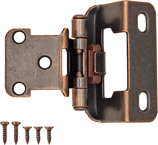 20 Pack Donanim 1/2" Overlay Partial Wrap Bronze Cabinet Hinges - Self Closing Oil Rubbed Bronze Hinge for Kitchen Cabinet Doors