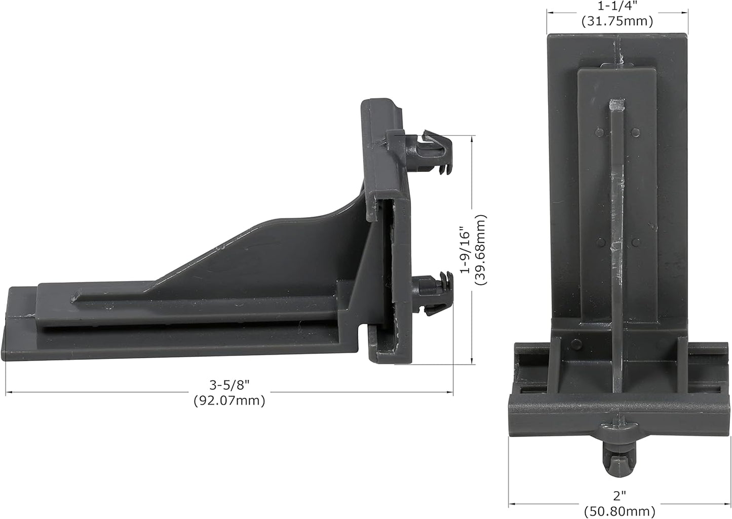 20 Pack Grey Plastic Rear Mounting Brackets for DTC Undermount Drawer Glides - Fits 12", 15", 18", 21" Lengths