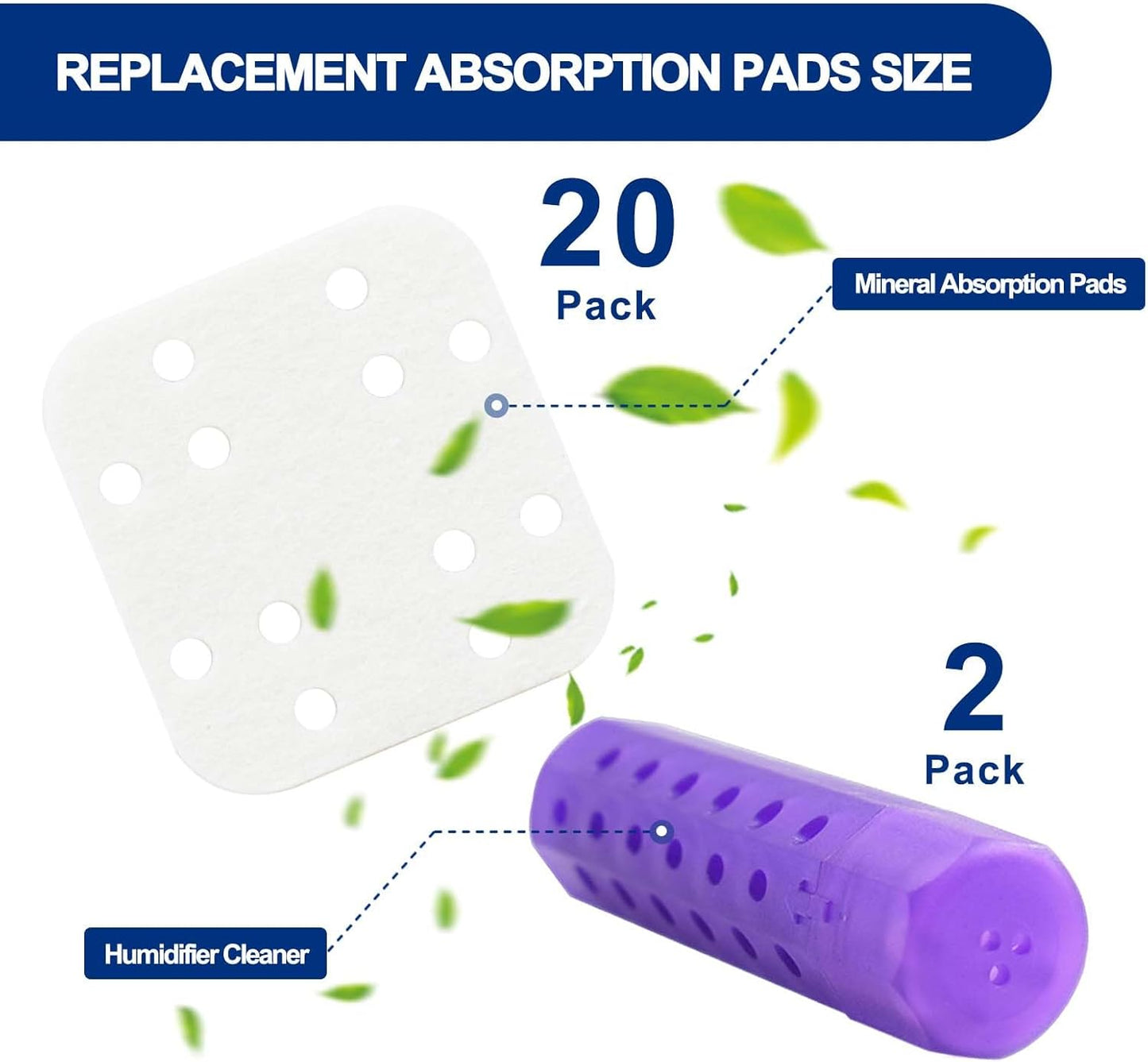 20 Pack Humidifier Replacement Filters for LEVOIT LV600S/LV600HH - Includes 2 Humidifier Tank Cleaners - Compatible with OasisMist450S/OasisMist6000S