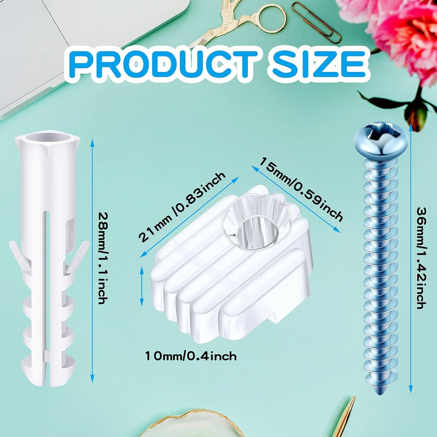 20 Pack Mirror Holder Clips for 6mm Glass Mirrors - Wall Mounting Hanging Kit with Screws and Anchors - Cabinet Door Fixings