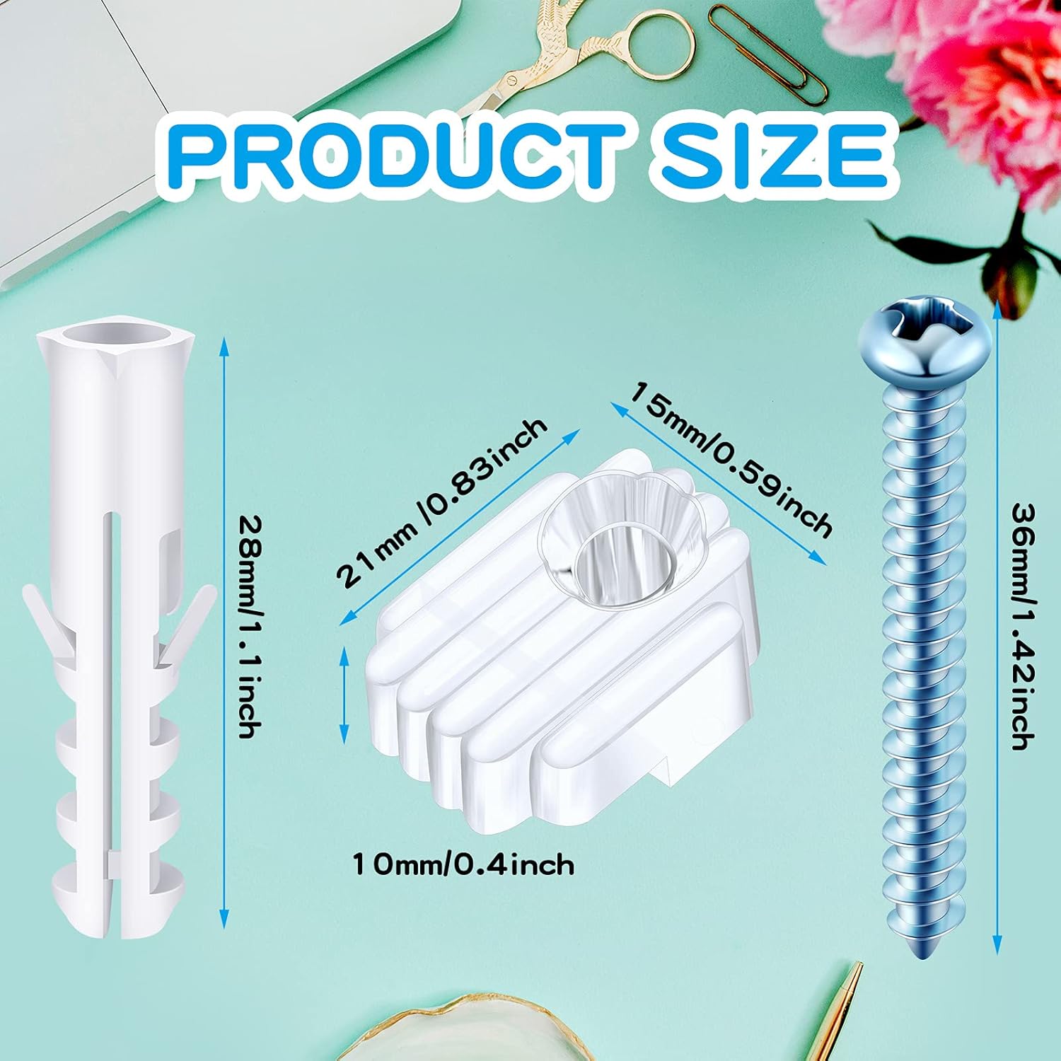 20 Pack Mirror Holder Clips for 6mm Glass Mirrors - Wall Mounting Hanging Kit with Screws and Anchors - Cabinet Door Fixings