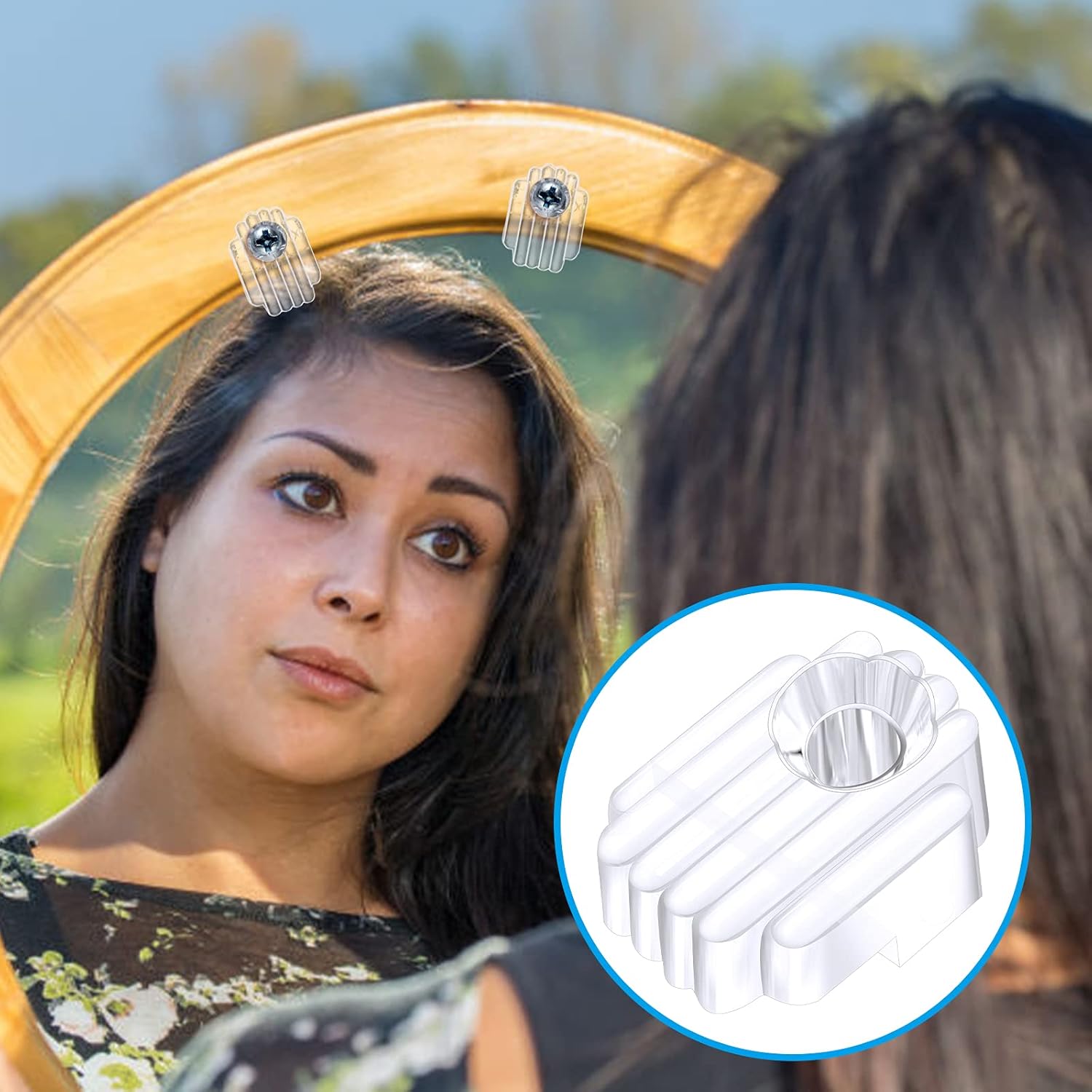 20 Pack Mirror Holder Clips for 6mm Glass Mirrors - Wall Mounting Hanging Kit with Screws and Anchors - Cabinet Door Fixings