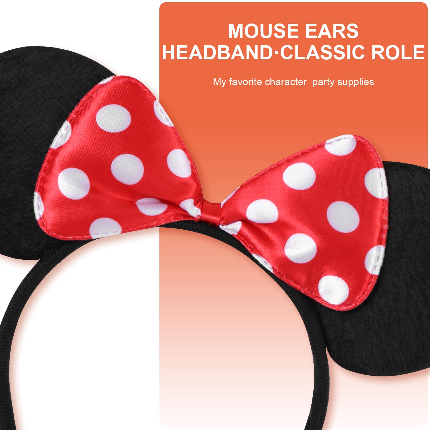 20 Pack Mouse Ears Headbands with Solid Bows for Birthday Parties & Cosplay Decorations
