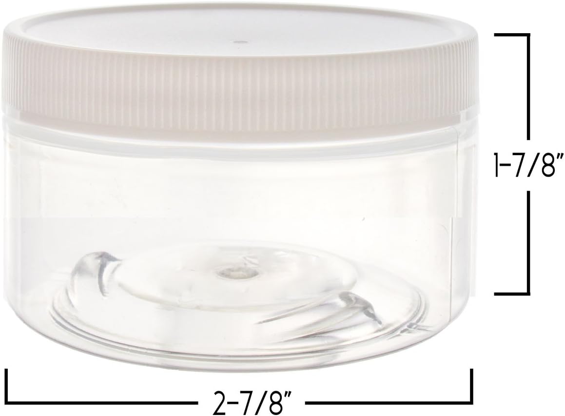 20 Pack of 4 oz Plastic Wide-Mouth Storage Jars - BPA-Free PET Containers with White Screw-On Lids - Made in the USA