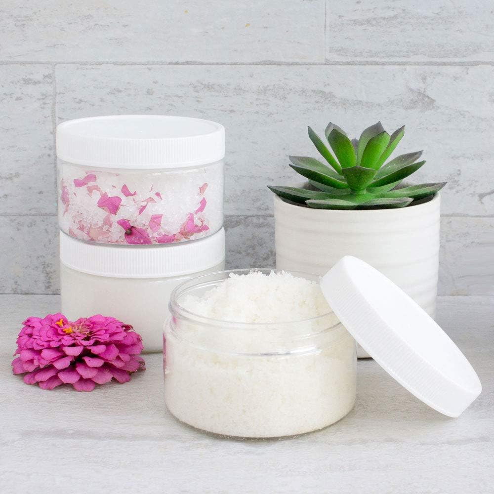 20 Pack of 4 oz Plastic Wide-Mouth Storage Jars - BPA-Free PET Containers with White Screw-On Lids - Made in the USA