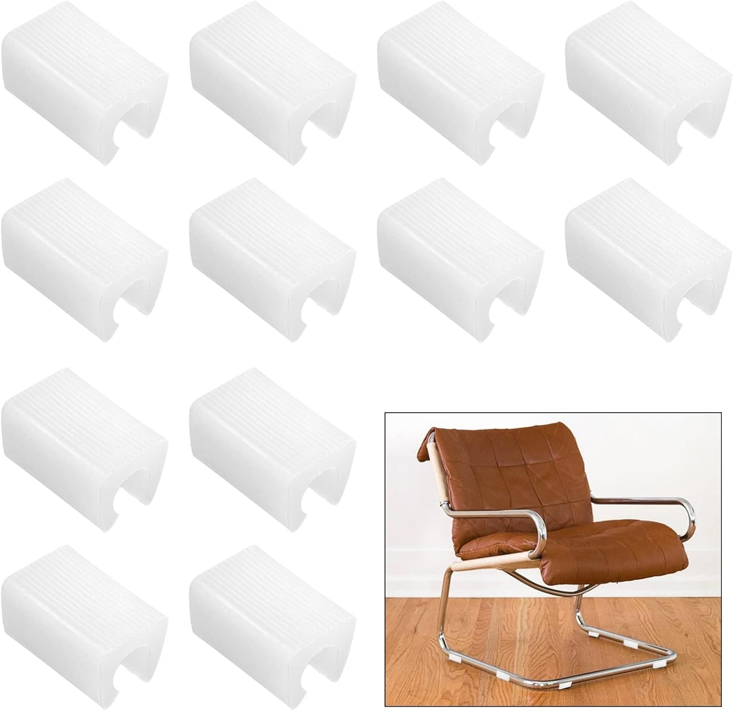20 Pack Plastic Furniture Feet Protectors 12mm Caps for Bar Stools, Non-Slip Leg Tips, Chair Leg Caps Patio Covers (White)