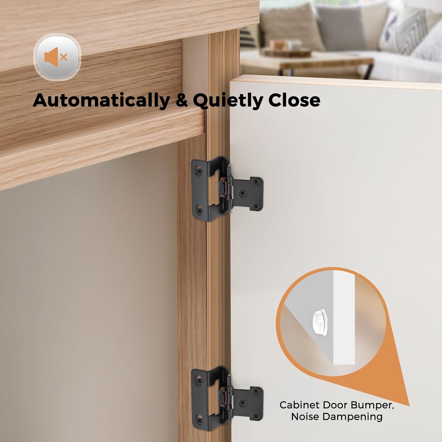 20 Pack Ravinte Semi-Overlay 1/2 inch Self-Closing Matte Black Cabinet Hinges - Face Frame Kitchen Hardware - WildKart