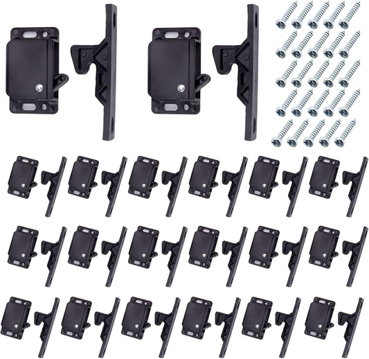 20 Pack RV Drawer and Cabinet Door Latch Set - 10 LB Pull Force Grabber Catches for RVs, Campers, Home, Office - Push Close Design with Mounting Screws