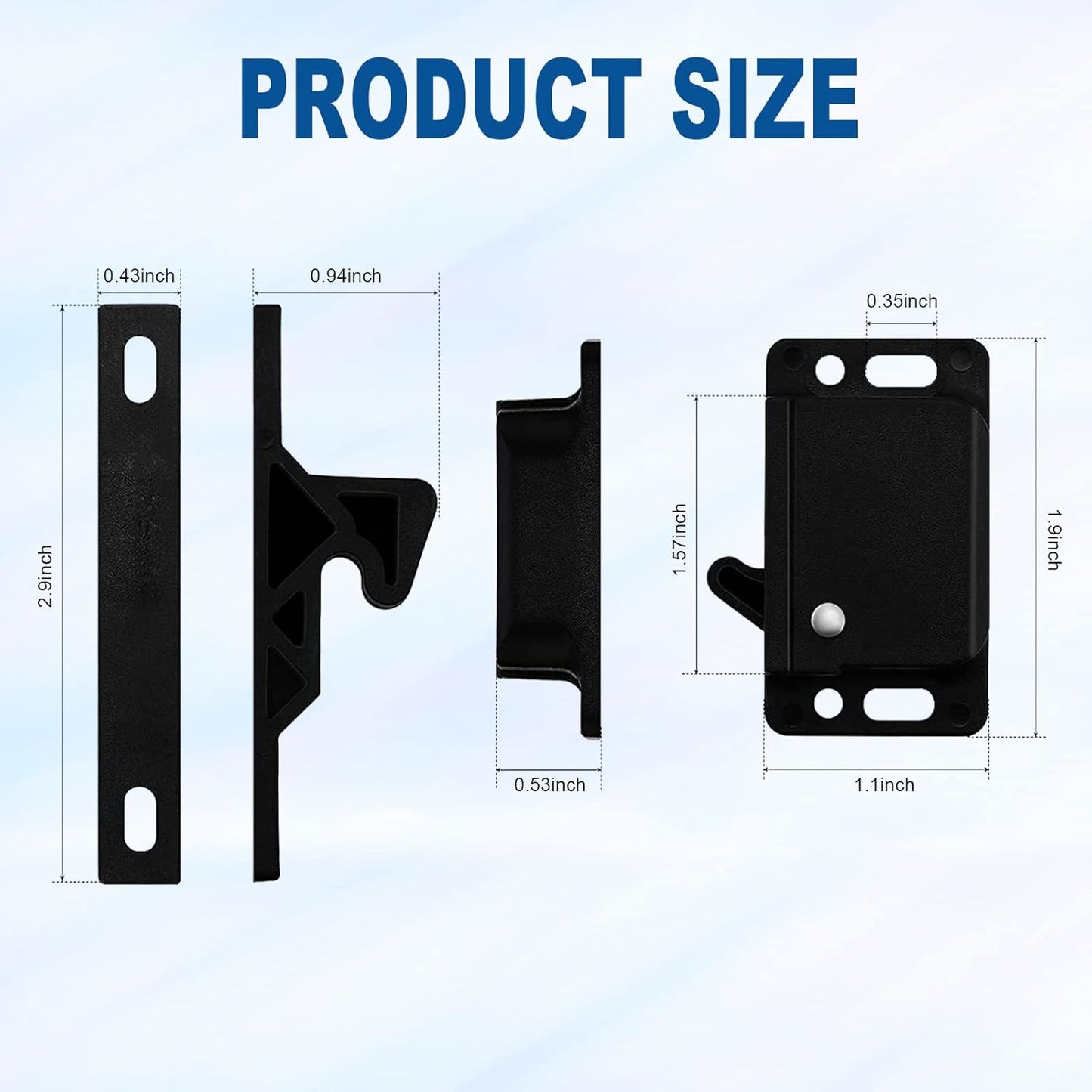 20 Pack RV Drawer and Cabinet Door Latch Set - 10 LB Pull Force Grabber Catches for RVs, Campers, Home, Office - Push Close Design with Mounting Screws