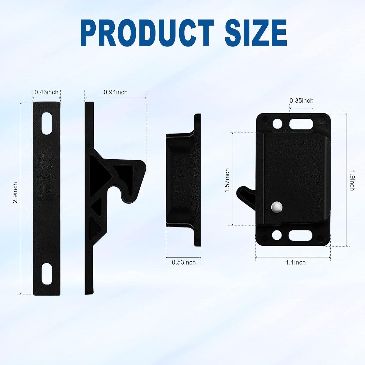 20 Pack RV Drawer and Cabinet Door Latch Set - 10 LB Pull Force Grabber Catches for RVs, Campers, Home, Office - Push Close Design with Mounting Screws