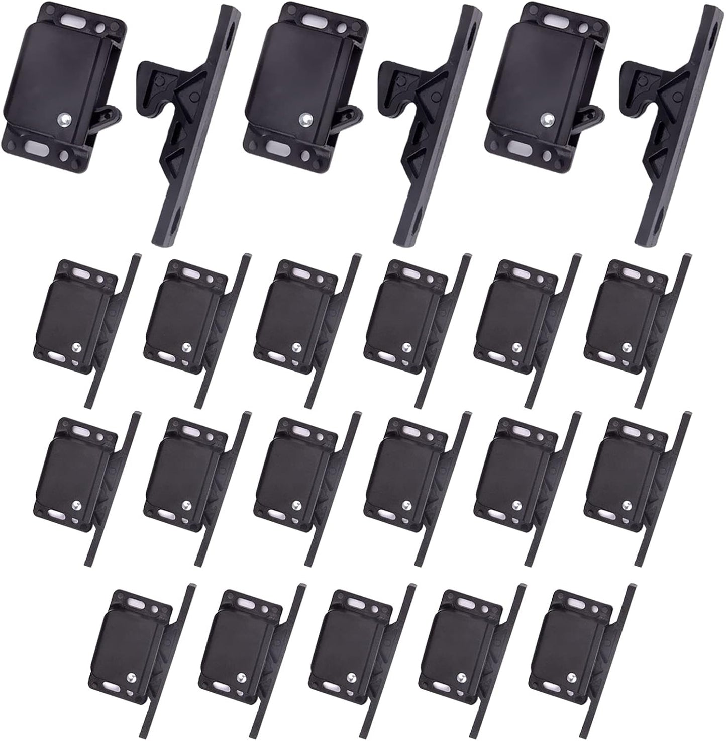 20 Pack RV Drawer and Cabinet Door Latch Set - 10 LB Pull Force Grabber Catches for RVs, Campers, Home, Office - Push Close Design with Mounting Screws