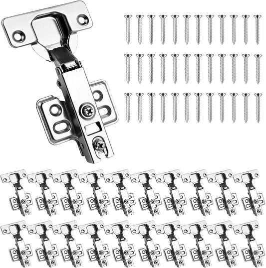 20 Pack Soft Close Cabinet Hinges - 10 Pairs 105 Degree Full Overlay Concealed Hinges for Kitchen Cabinets - Hidden Corner Design for 5/8"-7/8" Thick Doors