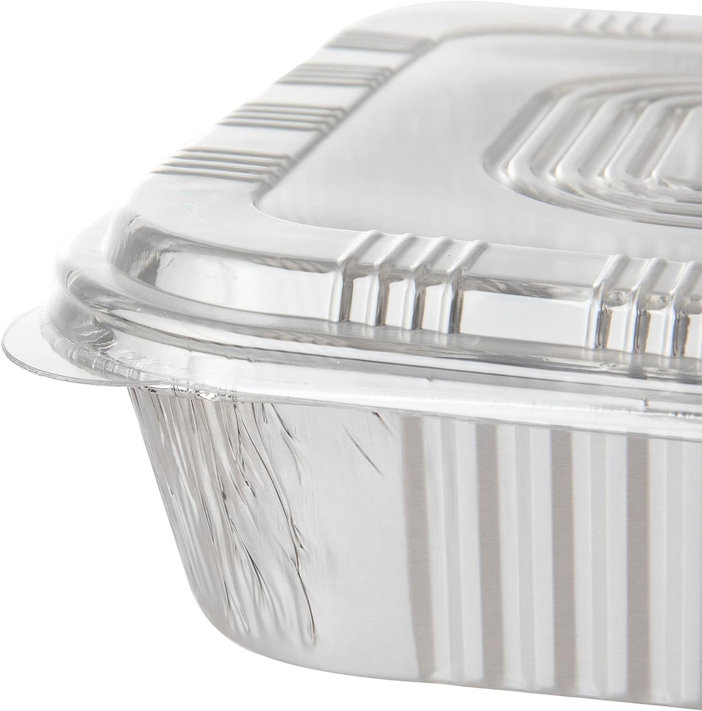 20-Pack Waytiffer 8x8 Square Baking Cake Pans with Plastic Dome Lids - Disposable Aluminum Foil Tins for Roasting and Cooking Homemade Breads in the Oven