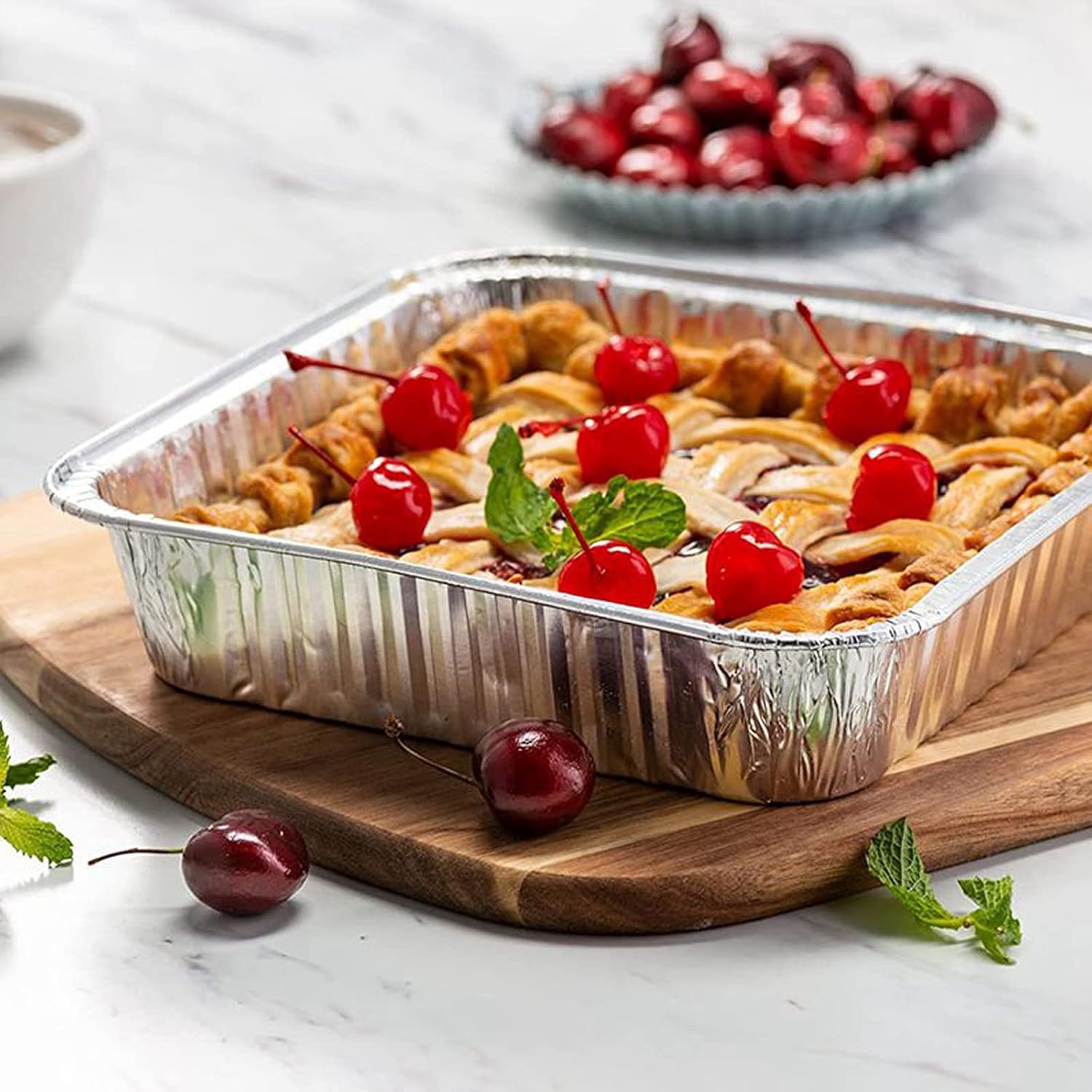 20-Pack Waytiffer 8x8 Square Baking Cake Pans with Plastic Dome Lids - Disposable Aluminum Foil Tins for Roasting and Cooking Homemade Breads in the Oven