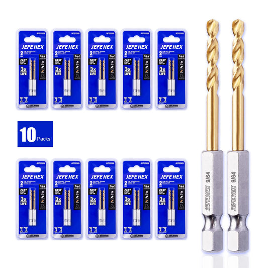 20 Pcs HSS Hex Shank Drill Bits 9/64" Titanium Coated Twist Power Tool Accessory Split Point Drill