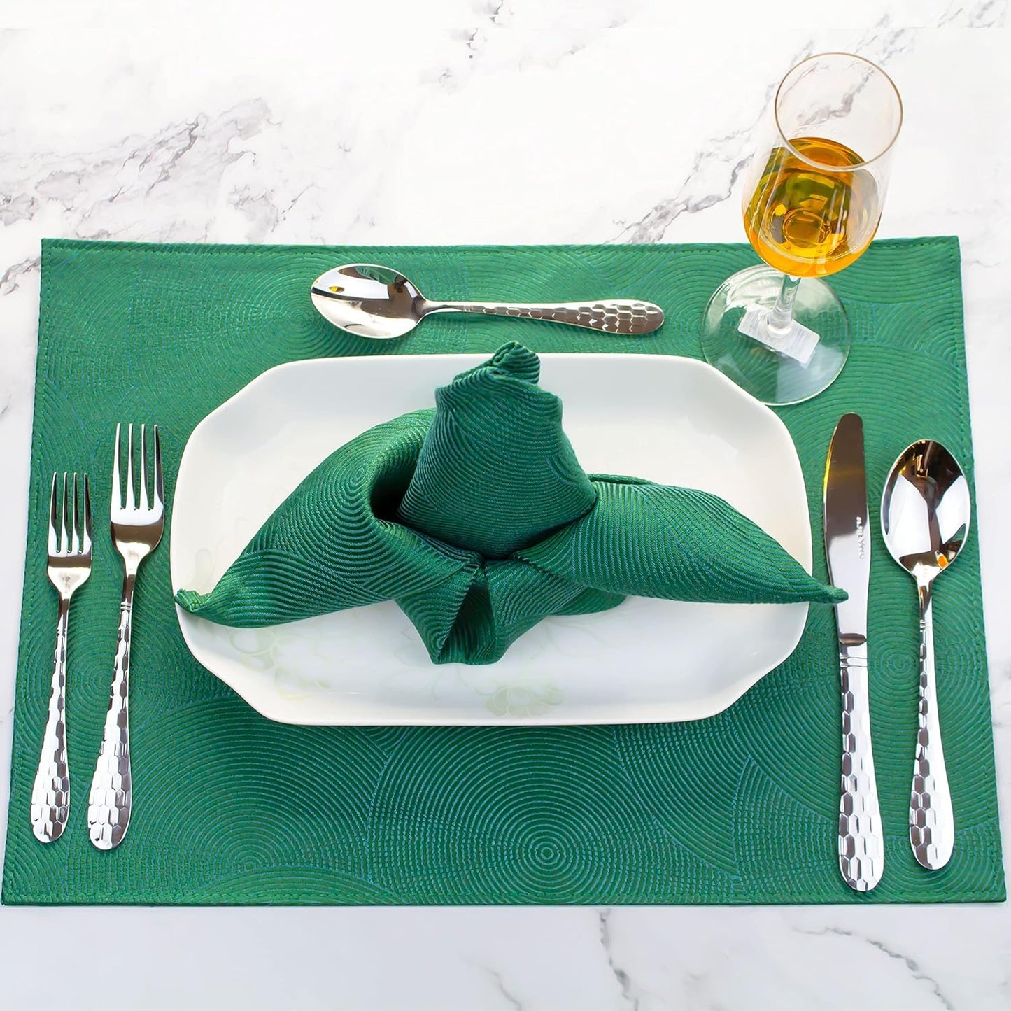 20-Piece Hammered Stainless Steel Silverware Set for 4 - Knife Spoon Fork - Mirror Polished Flatware Cutlery Tableware Set