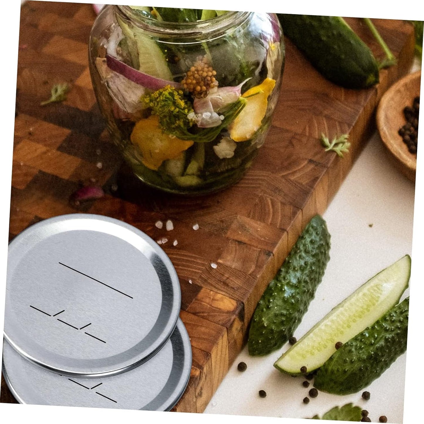 20-Piece Mason Jar Lid Set for Wide Mouth Jars - Glass Bottles for Canning and Drinking - Silver, 8.3x8.3cm