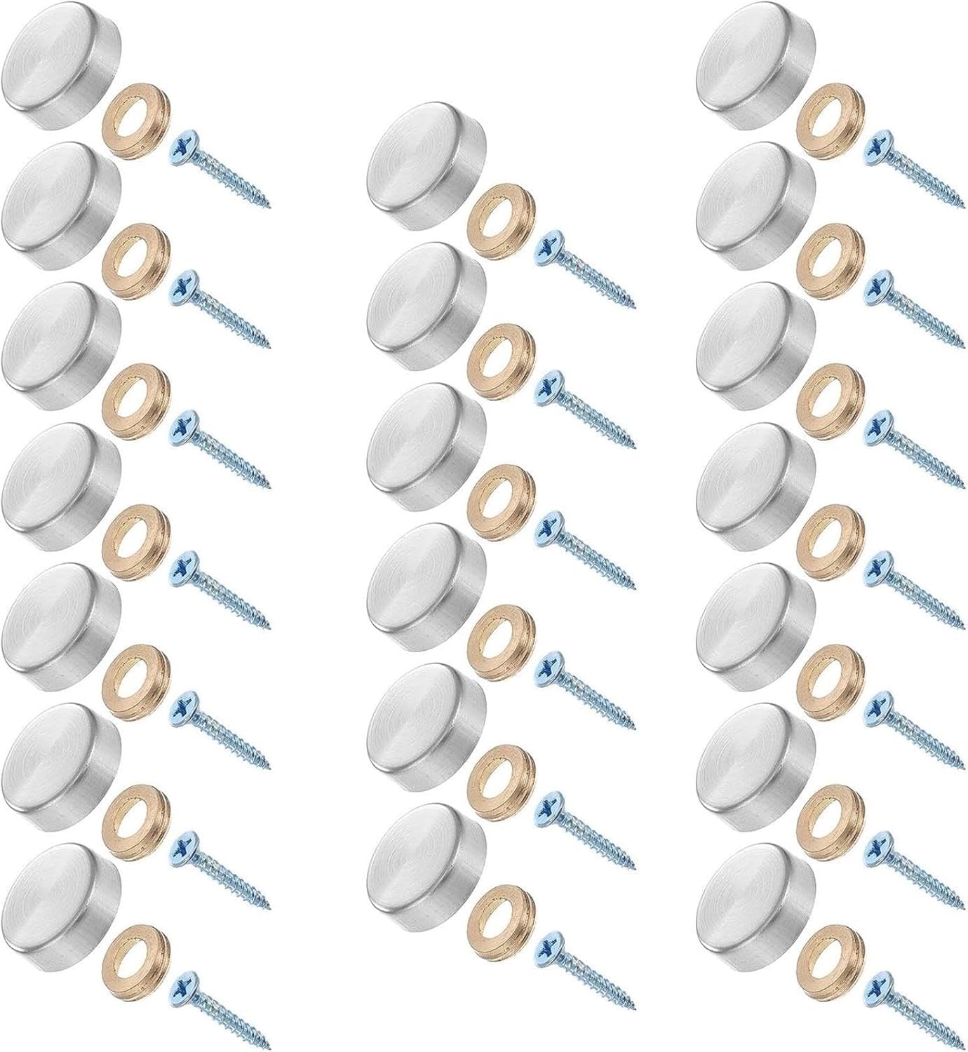 20-Piece Stainless Steel Screw Cover Cap Set - 16mm Mirror Nails for Furniture, Mirrors, Signage, Advertising Hardware