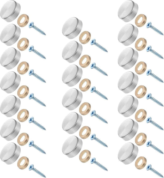 20-Piece Stainless Steel Screw Cover Cap Set - 16mm Mirror Nails for Furniture, Mirrors, Signage, Advertising Hardware