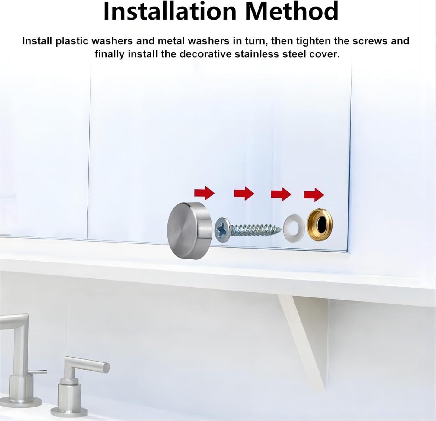 20-Piece Stainless Steel Screw Cover Cap Set - 16mm Mirror Nails for Furniture, Mirrors, Signage, Advertising Hardware