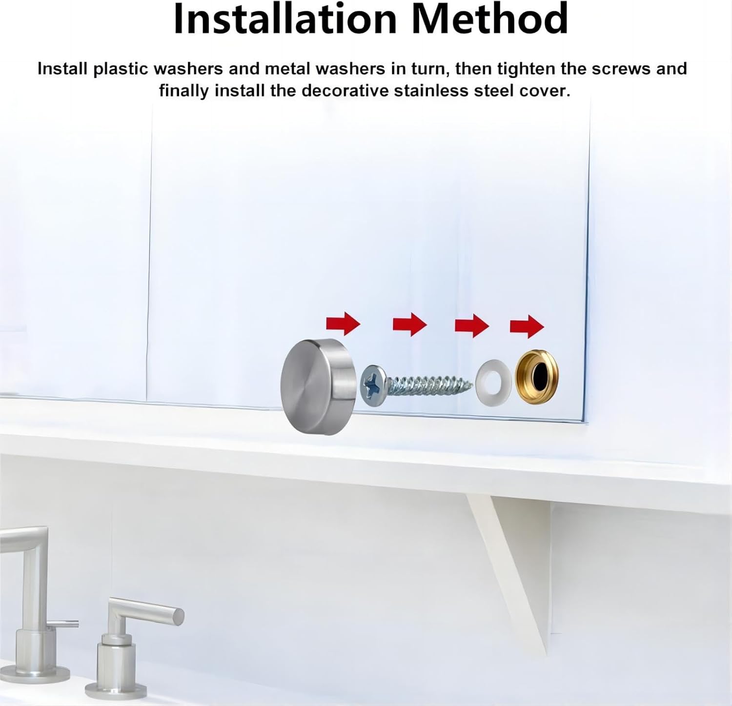 20-Piece Stainless Steel Screw Cover Cap Set - 16mm Mirror Nails for Furniture, Mirrors, Signage, Advertising Hardware