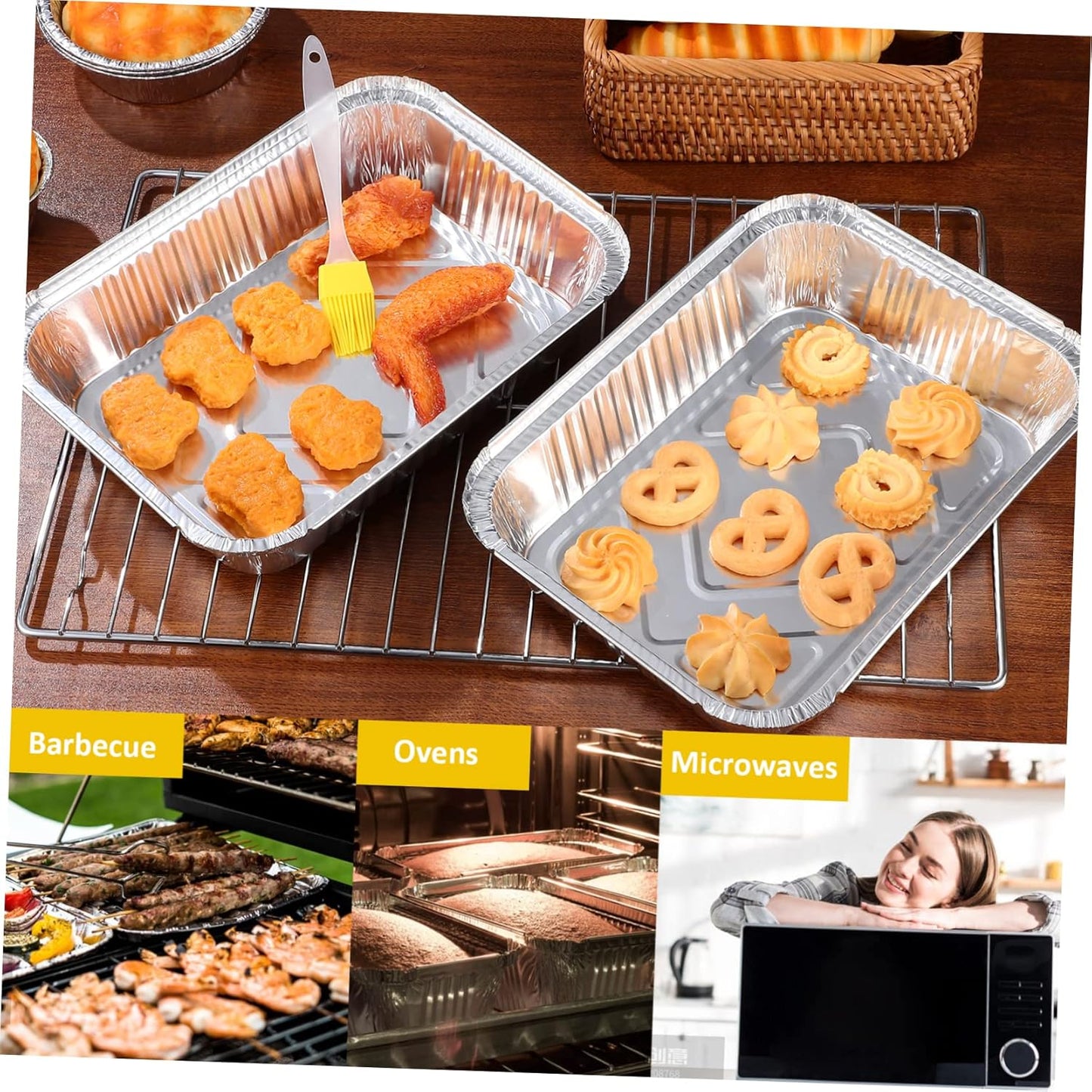 20-Piece VOSAREA Bakeware Set - Airfryer Baking Dish, Cooking Trays, Foil Food Containers with Lids - Toaster Oven Aluminum Trays