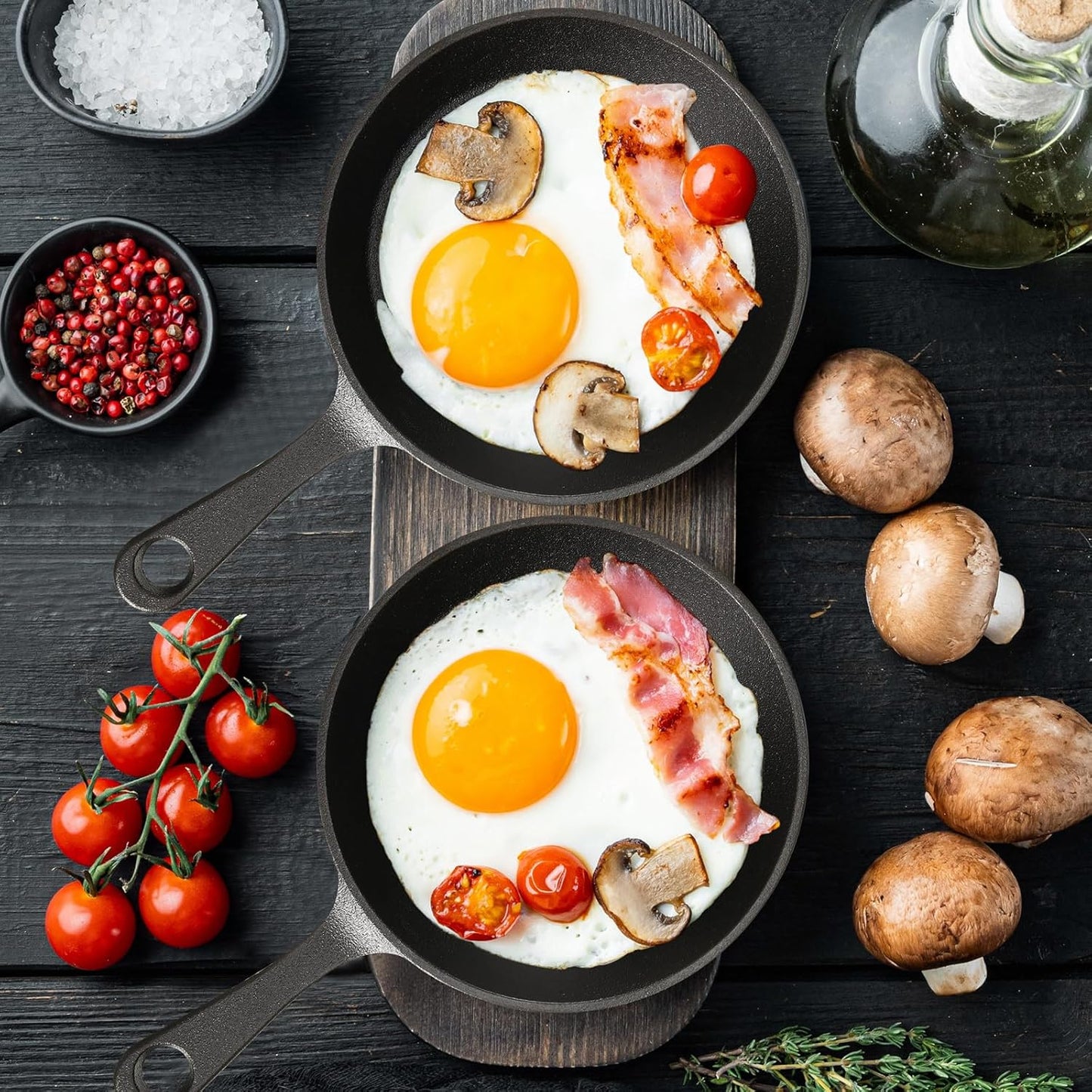 20 Sets of 4 Inch Cast Iron Skillets - Nonstick Frying Pans for Indoor & Outdoor Cooking - Includes Oil Brush - Perfect for Restaurants & Kitchens