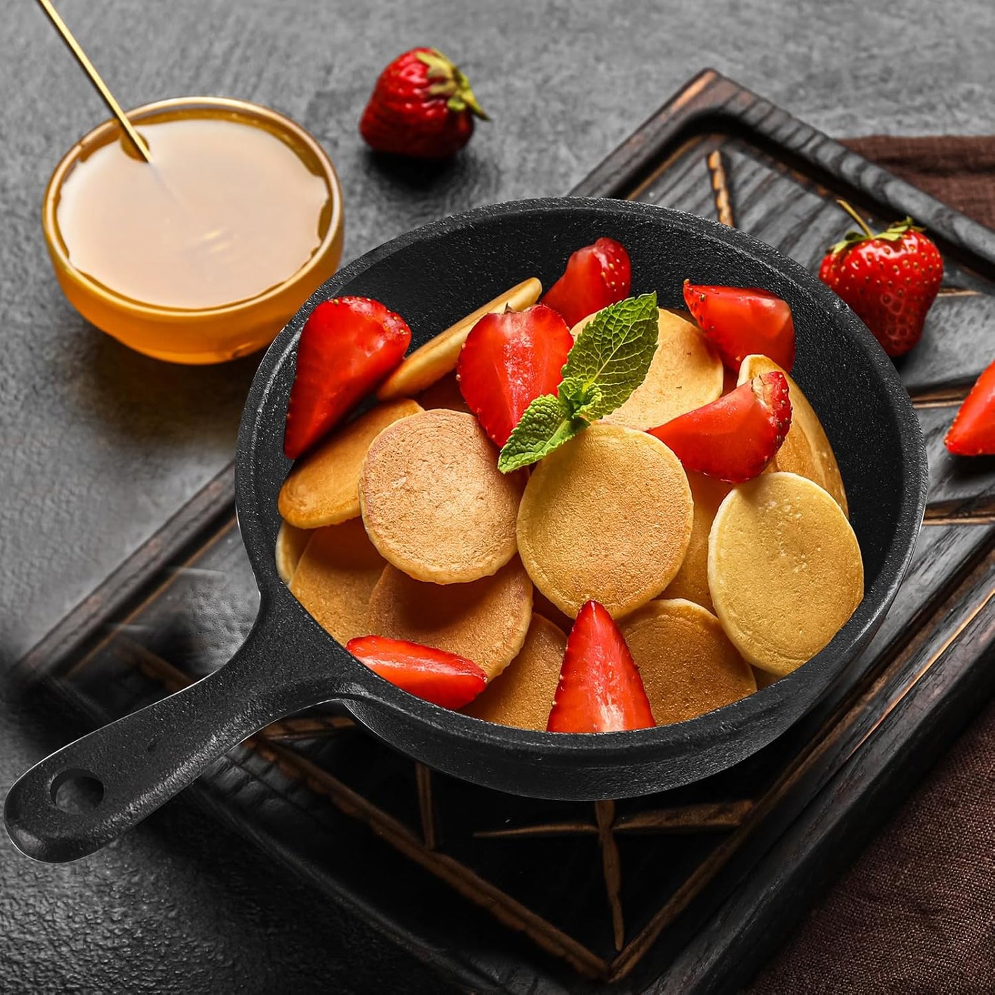 20 Sets of 4 Inch Cast Iron Skillets - Nonstick Frying Pans for Indoor & Outdoor Cooking - Includes Oil Brush - Perfect for Restaurants & Kitchens