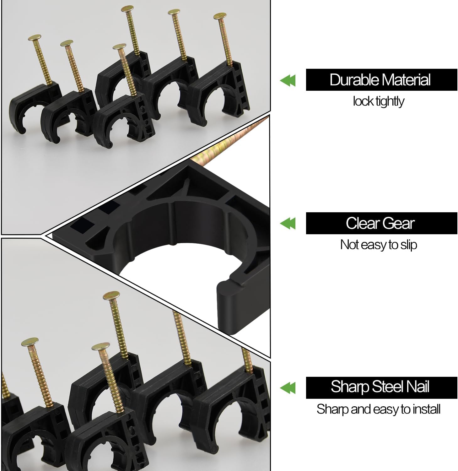 200 Pack 1/2" J-Hook Half Clamps Set with Nails for PEX, Copper, CPVC Tubing Connections