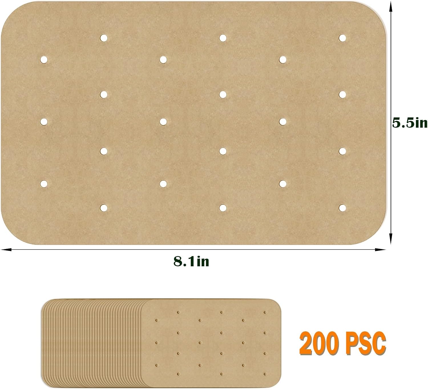 200 Pack Air Fryer Parchment Paper Liners Compatible with Ninja Foodi - Rectangle Perforated Baking Paper for 8 Quart Air Fryer
