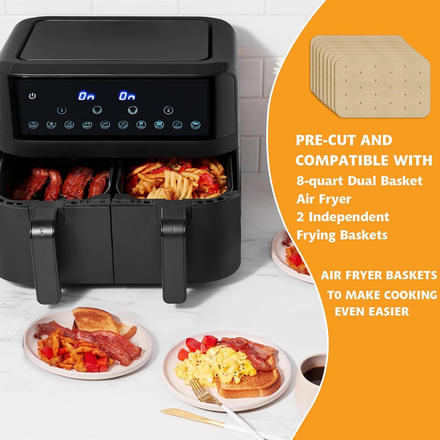 200 Pack Air Fryer Parchment Paper Liners Compatible with Ninja Foodi - Rectangle Perforated Baking Paper for 8 Quart Air Fryer