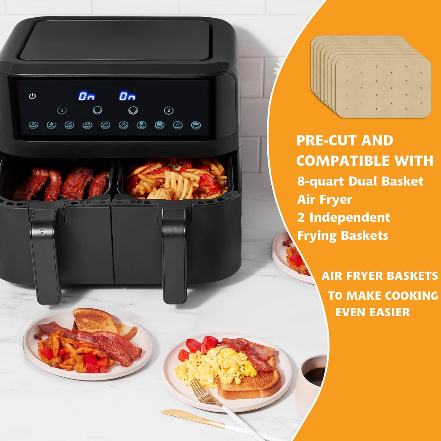 200 Pack Air Fryer Parchment Paper Liners Compatible with Ninja Foodi - Rectangle Perforated Baking Paper for 8 Quart Air Fryer