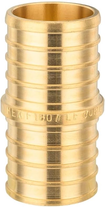 (200 Pack) EFIELD Pex Barb Crimp Brass Fittings 1-Inch x 1-Inch Straight Couplings - ASTM F1807, UPC Certified